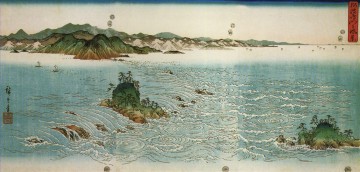 remolinos en una costa rocosa Utagawa Hiroshige Ukiyoe Pinturas al óleo